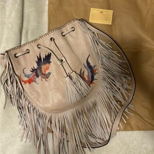 Patricia Nash Carrara exotic bird fringe Crossbody bag new
